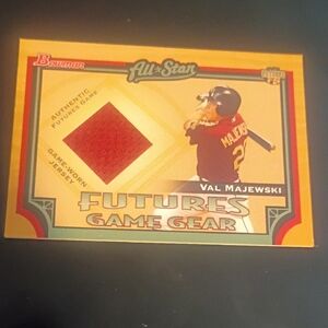 Val Majewski 2005 Bowman Authentic Future star Game Used Jersey Baseball Card